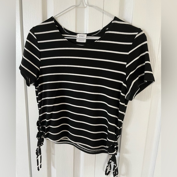 Honey Punch Cropped Striped Tshirt - Picture 2 of 6